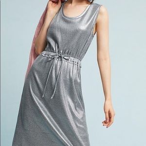 Anthropologie Silver Metallic Knit Dolan Dress S